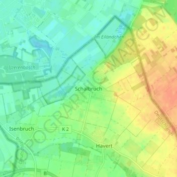 Carte topographique Schalbruch, altitude, relief