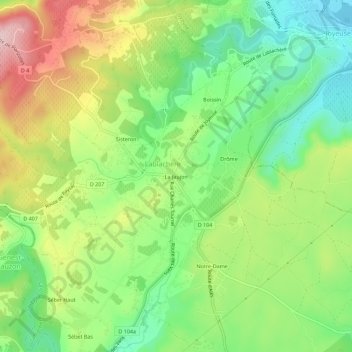 Carte topographique La Jaujon, altitude, relief