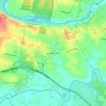 Carte topographique Stanton Cross, altitude, relief