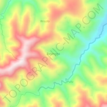 Carte topographique Balongga, altitude, relief