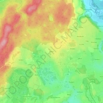 Carte topographique Höfen, altitude, relief