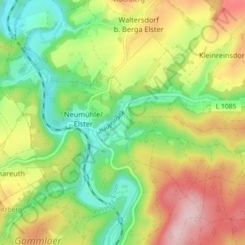 Carte topographique Grüne Eiche, altitude, relief