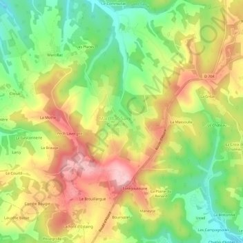 Carte topographique Saint-Quentin, altitude, relief