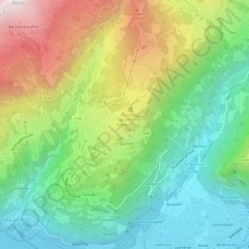 Carte topographique Amisbühl, altitude, relief