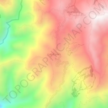 Carte topographique Las Coles, altitude, relief