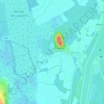 Carte topographique Les Rosieres, altitude, relief