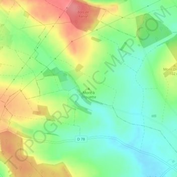 Carte topographique Mont à Brouette, altitude, relief