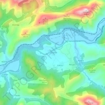 Carte topographique La Granda, altitude, relief