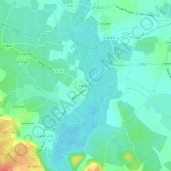 Carte topographique Coulonges, altitude, relief