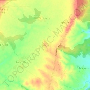 Carte topographique Kasara, altitude, relief