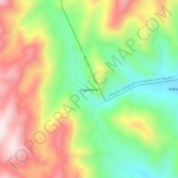 Carte topographique Jaguarana, altitude, relief