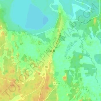 Carte topographique Årsunda, altitude, relief