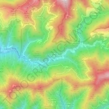 Carte topographique Mareta, altitude, relief