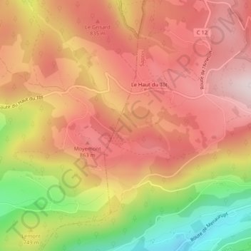 Carte topographique Le Peupré, altitude, relief