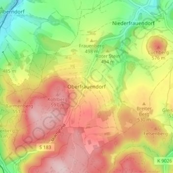 Carte topographique Oberfrauendorf, altitude, relief