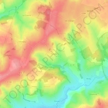 Carte topographique Thoreille, altitude, relief