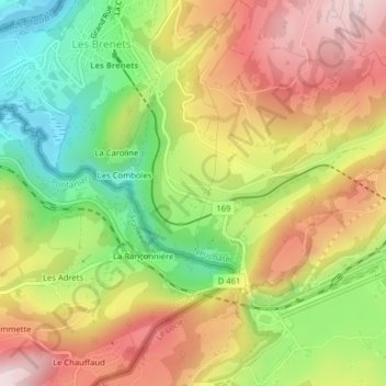 Carte topographique Le Bas-des-Frêtes, altitude, relief