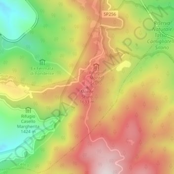 Carte topographique Monte Scuro, altitude, relief
