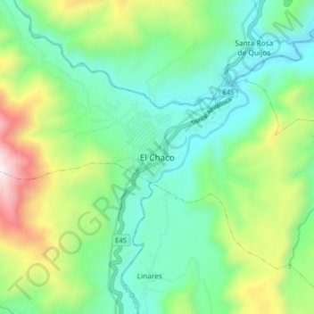 Carte topographique El Chaco, altitude, relief