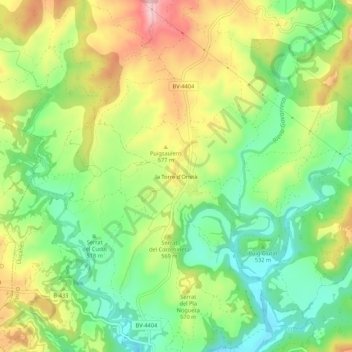 Carte topographique la Torre d'Oristà, altitude, relief
