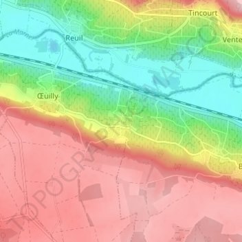 Carte topographique Montvoisin, altitude, relief