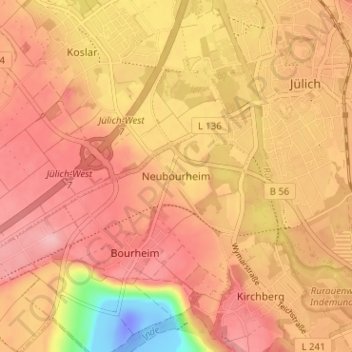 Carte topographique Neubourheim, altitude, relief