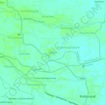 Carte topographique Nallur, altitude, relief