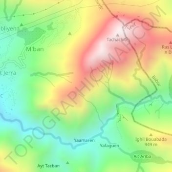 Carte topographique Taza, altitude, relief