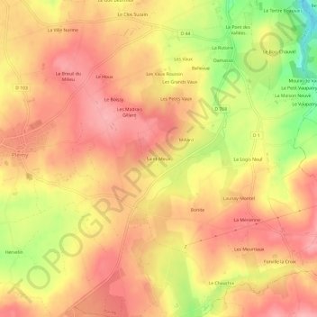 Carte topographique Saint-Meux, altitude, relief