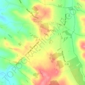 Carte topographique Espagne Sud, altitude, relief