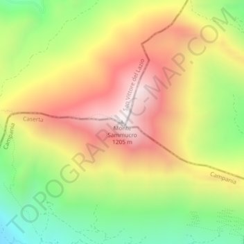 Carte topographique Monte Sammucro, altitude, relief