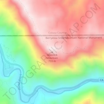 Carte topographique Glascock Mountain, altitude, relief