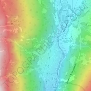 Carte topographique La Ronca, altitude, relief