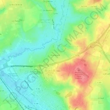 Carte topographique Mouillargue, altitude, relief