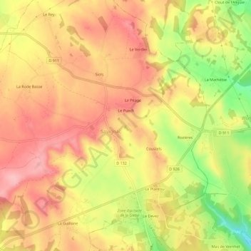 Carte topographique L'Église, altitude, relief