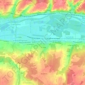 Carte topographique La Bertiote-Sud, altitude, relief