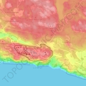 Carte topographique Gruvstugan, altitude, relief