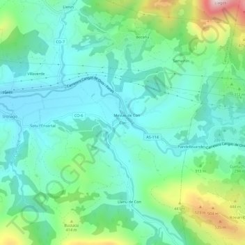 Carte topographique Con, altitude, relief
