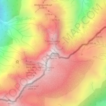 Carte topographique Mädelegabel, altitude, relief