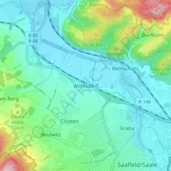 Carte topographique Wöhlsdorf, altitude, relief