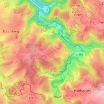 Carte topographique Schweflinghausen, altitude, relief
