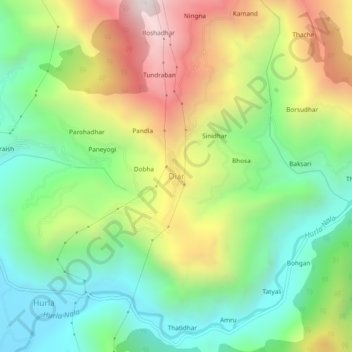 Carte topographique Diar, altitude, relief