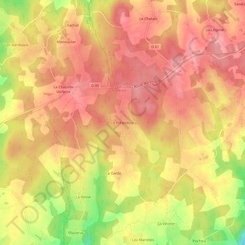 Carte topographique Le Pimpidour, altitude, relief