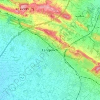 Carte topographique Lengerich, altitude, relief