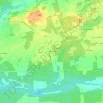 Carte topographique La République, altitude, relief