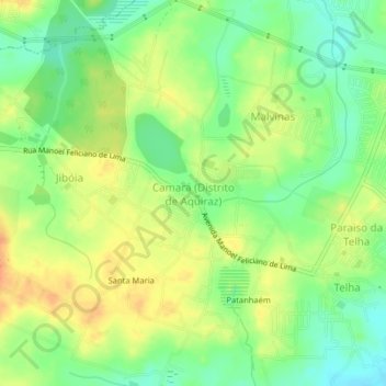 Carte topographique Camará (Distrito de Aquiraz), altitude, relief