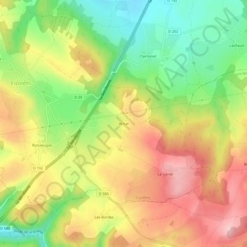 Carte topographique Achat, altitude, relief