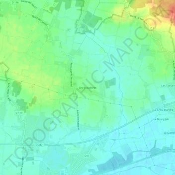 Carte topographique Les Braudières, altitude, relief