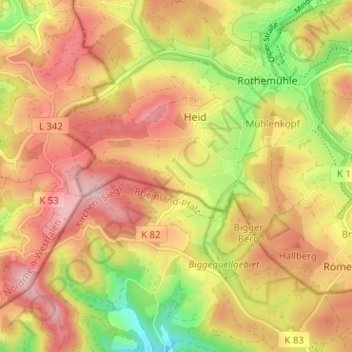 Carte topographique Trömbach, altitude, relief