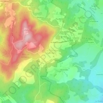 Carte topographique Saint-Nicolas Courbefy, altitude, relief